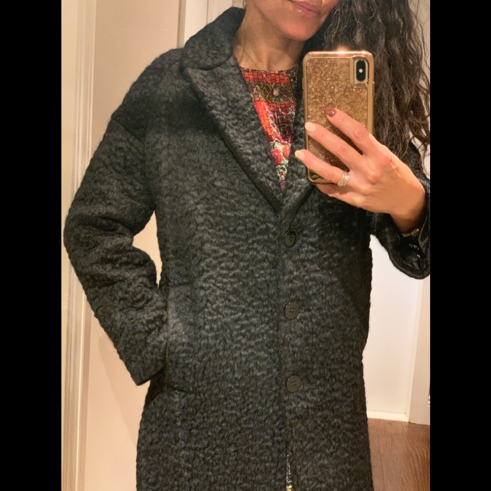 🔥🔥Zara Womens Studio Boucle Coat in Black Sz.S😍